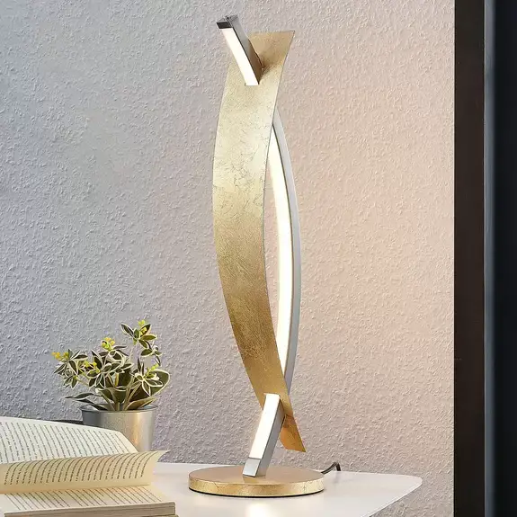 Lampenwelt LED-Tischleuchte Marija in edler Gold-Optik Saisonschlussverkauf