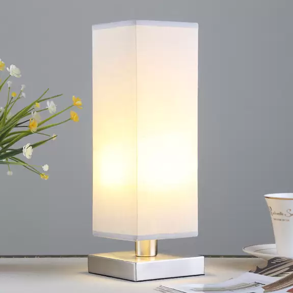 Lampenwelt Julina - Textil-Nachttischlampe in hellem Grau Cyber Monday