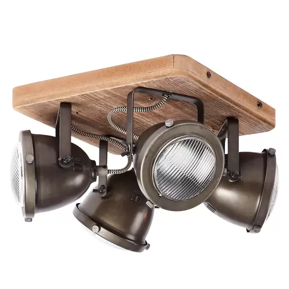 Lampenwelt Vierflammige Deckenlampe Carmen Wood VIP-Rabatte
