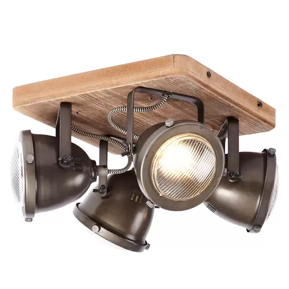 Lampenwelt Vierflammige Deckenlampe Carmen Wood VIP-Rabatte