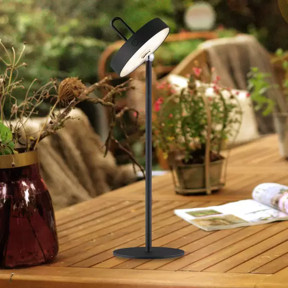 Lampenwelt JUST LIGHT. LED-Akku-Tischleuchte Amag, schwarz, Eisen, IP44 Wochenangebot