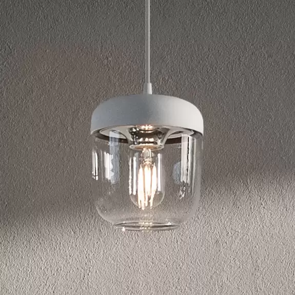 Lampenwelt UMAGE Acorn Hängelampe weiß/stahl, einflammig Bis zu 50% Rabatt