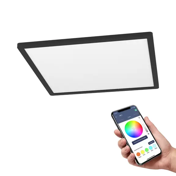 Lampenwelt EGLO connect Rovito-Z Deckenlampe schwarz 42x42cm Nur für heute