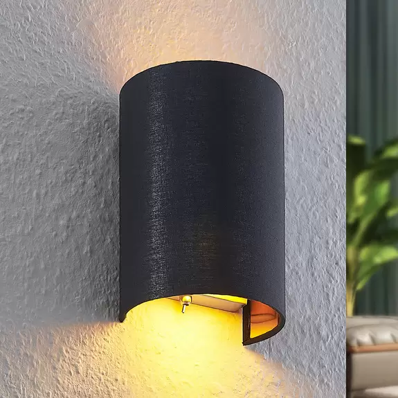 Lampenwelt Lindby Lukani Wandleuchte, Stoff, halbrund Vierteljährliche Förderung