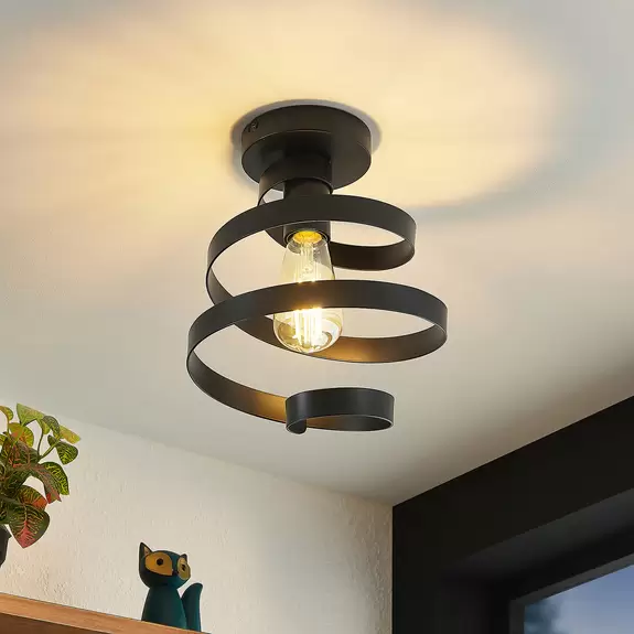 Lampenwelt Lindby Colten Deckenleuchte, Spirale, schwarz Super Rabatt