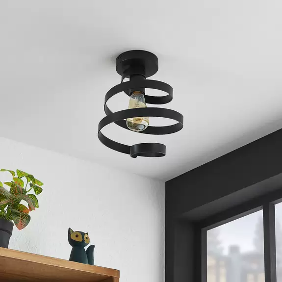 Lampenwelt Lindby Colten Deckenleuchte, Spirale, schwarz Super Rabatt