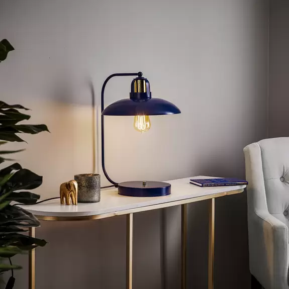 Lampenwelt Tischlampe Felix, blau/gold Outlet