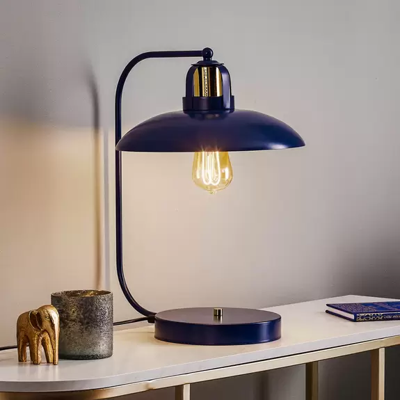 Lampenwelt Tischlampe Felix, blau/gold Outlet