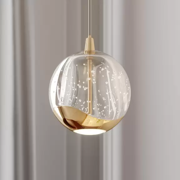 Lampenwelt LED-Pendellampe Hayley mit Glaskugel, 1-fl., gold Verkauf