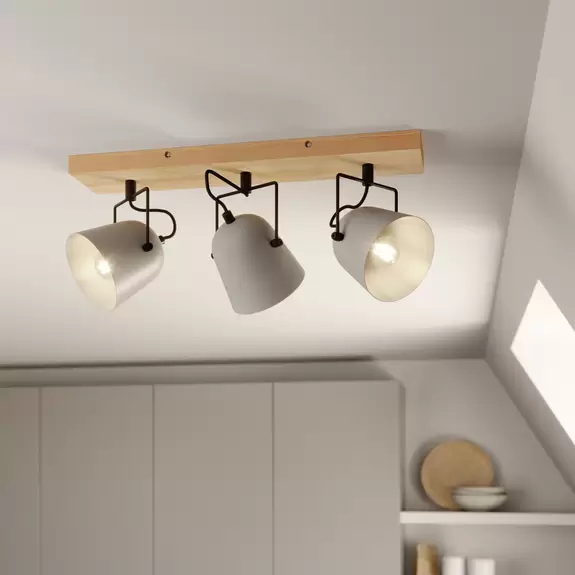 Lampenwelt Lindby Adalin Deckenleuchte, dreiflammig, grau im Angebot