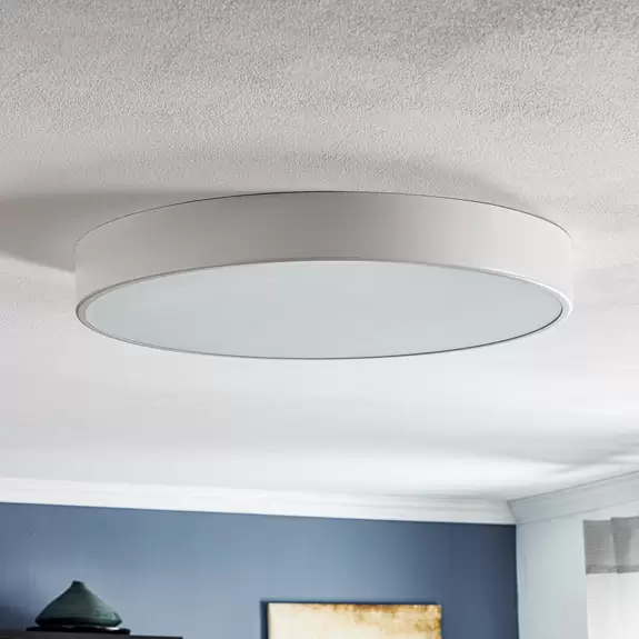 Lampenwelt Deckenlampe Cleo in Weiß mit Diffusor, Ø 60cm Schlussverkauf