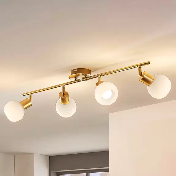 Lampenwelt Deckenlampe Elaina 4-flg., messing Günstiger Verkauf