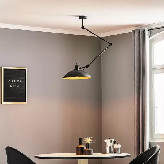 Lampenwelt Deckenlampe 808 verstellbar 1-flammig schwarz/gold Blitzverkäufe