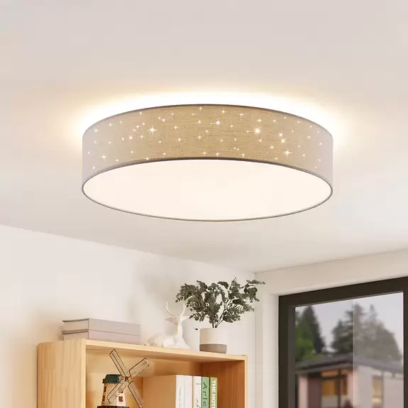 Lampenwelt Lindby Ellamina LED-Deckenlampe, 60 cm, hellgrau Sonderangebot