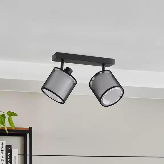 Lampenwelt Lindby Chizoma Deckenspot 2-flammig Stoff-Schirme Flash Sale