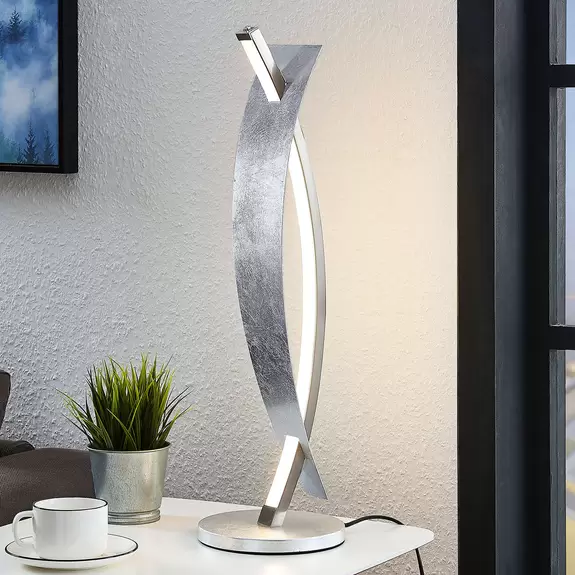 Lampenwelt LED-Tischleuchte Marija in edler Silber-Optik Exklusivangebot