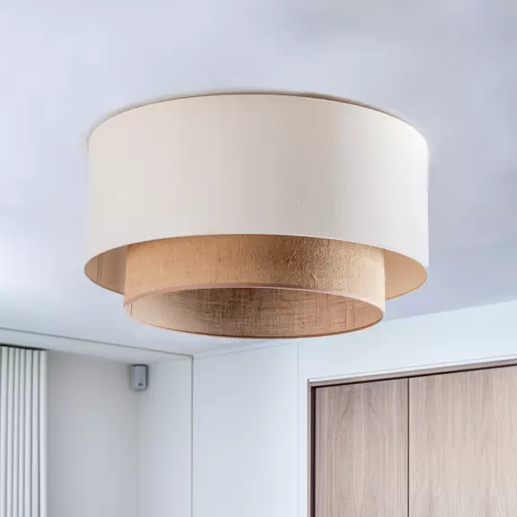 Lampenwelt Deckenleuchte Boho, Ø 60 cm, ecru/Jute Saisonschlussverkauf