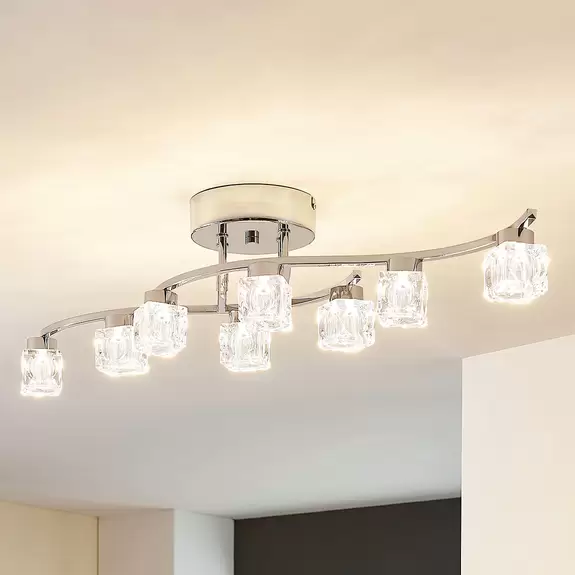 Lampenwelt LED-Deckenleuchte Yaro, verchromt, dimmbar, 8-fl Weihnachtsangebot
