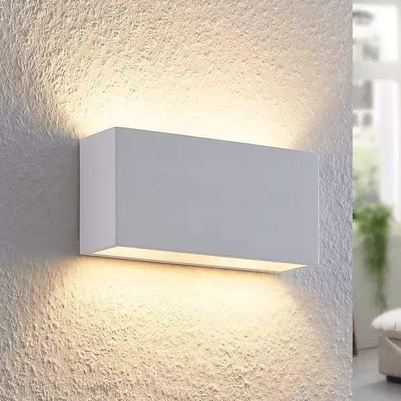 Lampenwelt Lindby Mavora Wandleuchte aus Gips, eckig Lagerräumung
