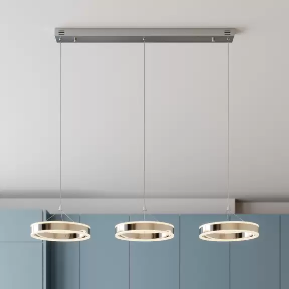 Lampenwelt LED-Pendellampe Lyani, 3 Ringe nebeneinander Neueste Mode
