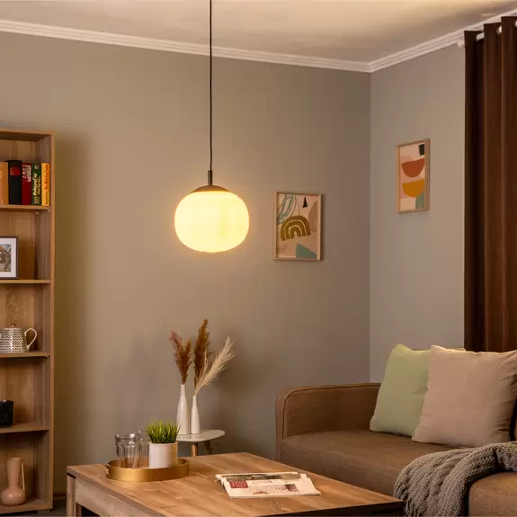 Lampenwelt Hängeleuchte Vibe, Glas opalweiß, Ø 25 cm Riesige Ersparnisse