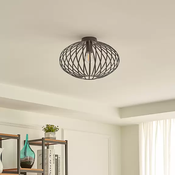 Lampenwelt Lindby Deckenleuchte Maivi, schwarz, 40 cm, Eisen, Käfig JETZT KAUFEN