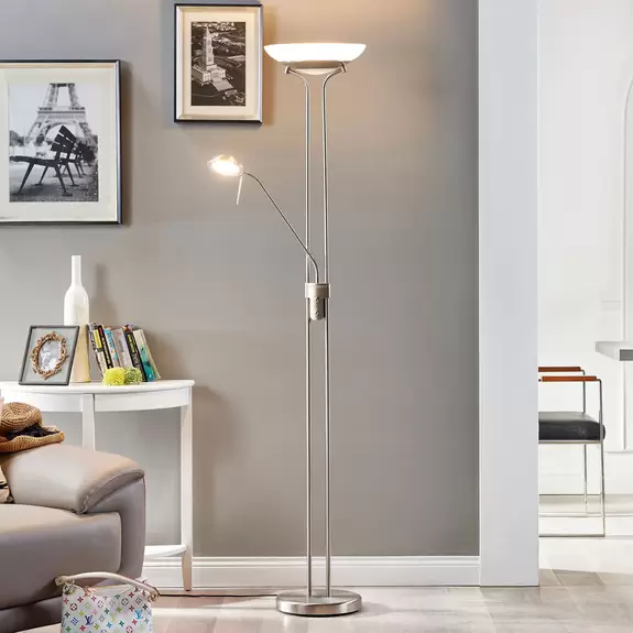 Lampenwelt LED-Deckenfluter Yveta mit Leselampe Neueste Stile