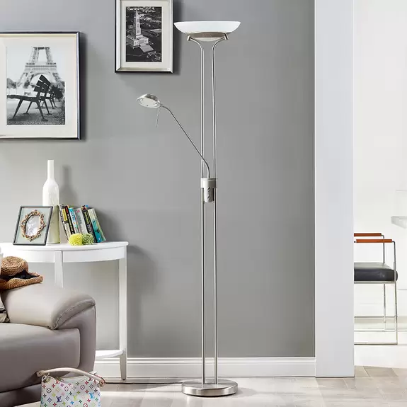 Lampenwelt LED-Deckenfluter Yveta mit Leselampe Neueste Stile