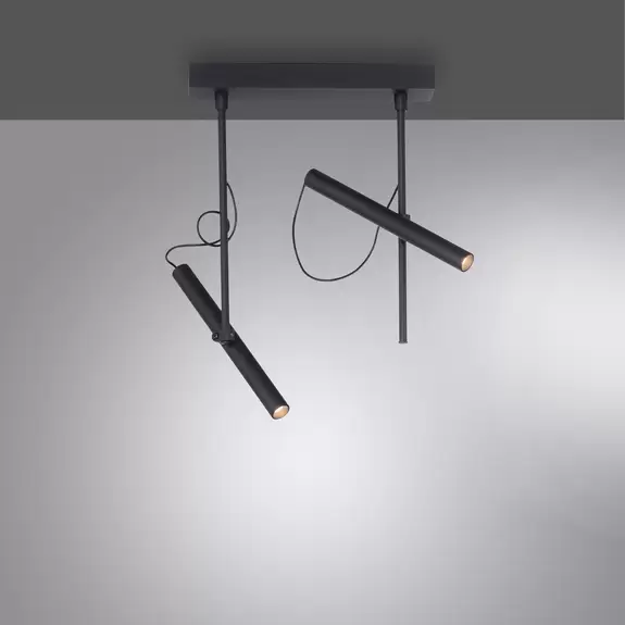 Lampenwelt PURE Tutua LED-Deckenleuchte, 2-flammig, schwarz Fabrikpreis