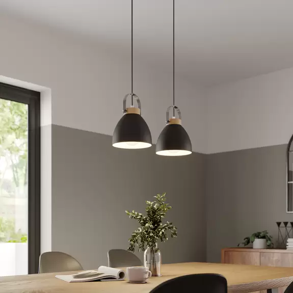 Lampenwelt Pendelleuchte Bergen, zweiflammig, graphit Günstig kaufen