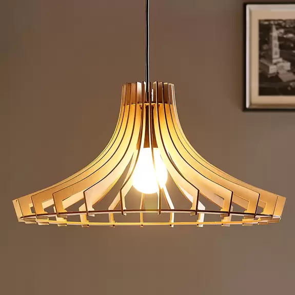 Lampenwelt Holz-Pendelleuchte Bela, Ø 47 cm Versandkostenfrei