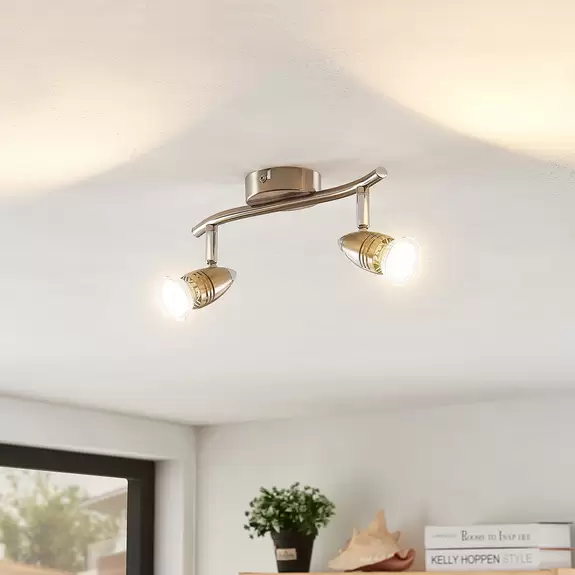 Lampenwelt ELC Kalean Deckenstrahler, nickel, 2-flammig Online Shopping