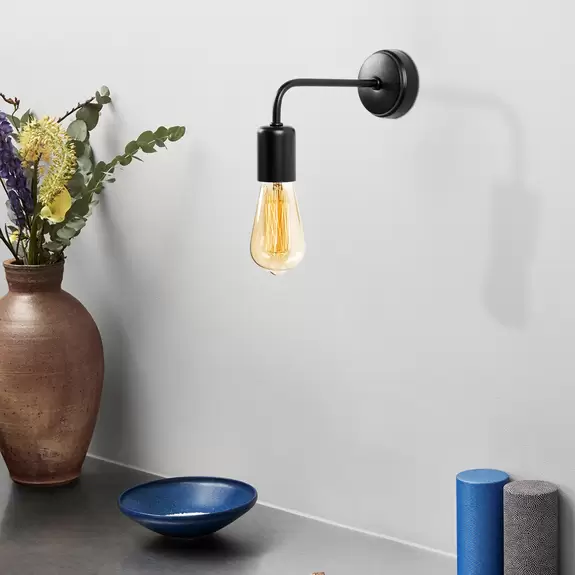 Lampenwelt Wandlampe Denge 3434 mit offener Fassung, schwarz Saisonschlussverkauf