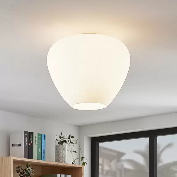 Lampenwelt Glas-Deckenlampe Bibiane, opalweiß Super Sparpreis