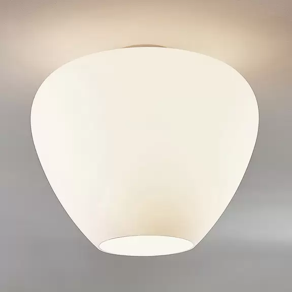 Lampenwelt Glas-Deckenlampe Bibiane, opalweiß Super Sparpreis