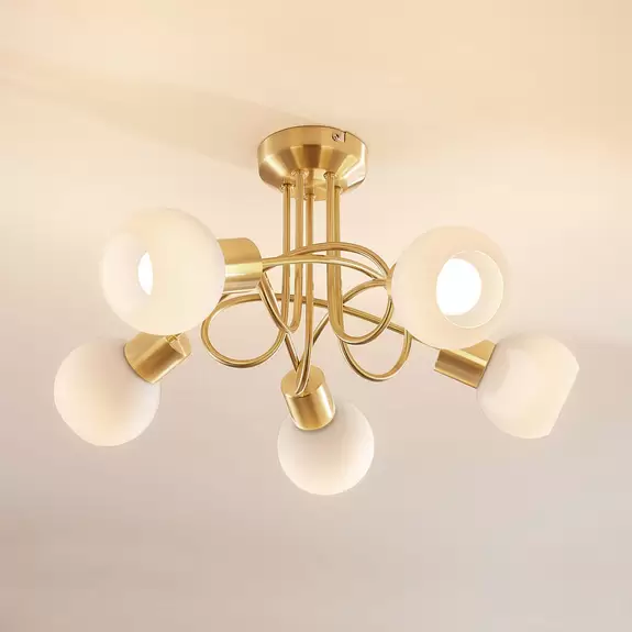Lampenwelt Deckenlampe Elaina, 5-fl, messing, mit Abstand Nur noch ein Tag übrig
