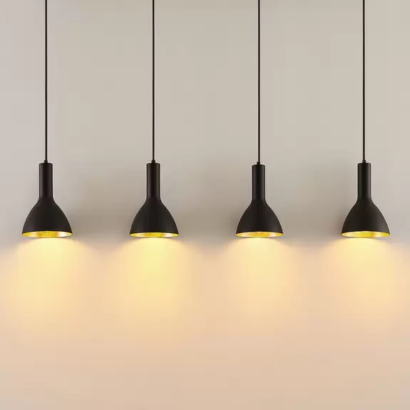 Lampenwelt Arcchio Cosmina Hängelampe, 4-fl. lang schwarz Speichern exportieren