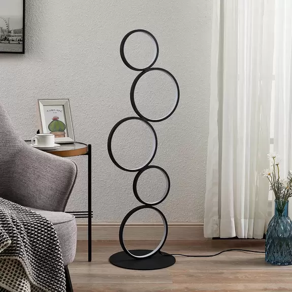Lampenwelt Lindby Jacek LED-Stehleuchte mit 5 Ringen Black Friday Preise