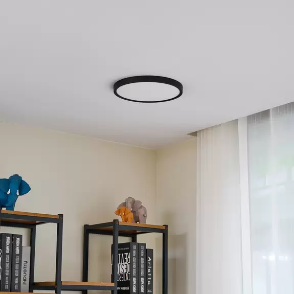Lampenwelt Lindby LED-Deckenleuchte Pravin, Ø 30 cm, CCT, schwarz 2025