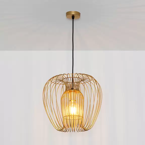 Lampenwelt Hängeleuchte Protetto, gold, Ø 34 cm Limitierter Zeitrabatt