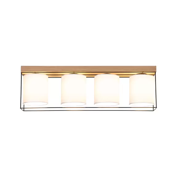 Lampenwelt Deckenlampe Trapper, schwarz/weiß/eiche, 4-flammig Weihnachtsangebot