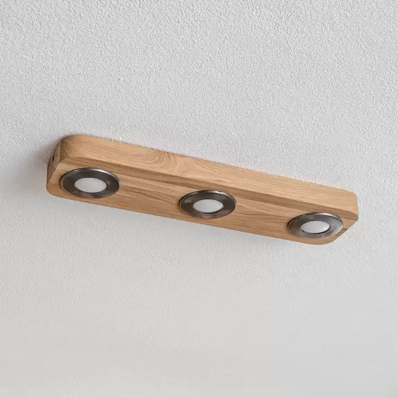 Lampenwelt Längliche Holz-Deckenleuchte Sunniva mit LEDs Lagerräumung