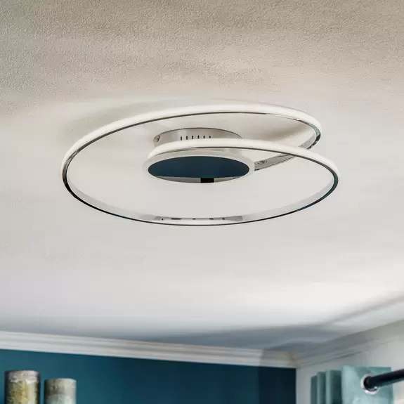 Lampenwelt Lindby Dorle LED-Deckenleuchte, chrom, Ø 49 cm Kauf eins, bekomm eins gratis