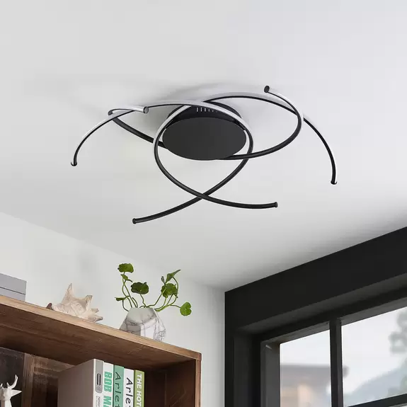 Lampenwelt Lindby Yareli LED-Deckenleuchte, sandschwarz Begrenzte Freigabe