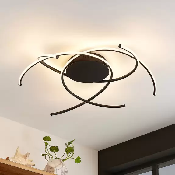 Lampenwelt Lindby Yareli LED-Deckenleuchte, sandschwarz Begrenzte Freigabe