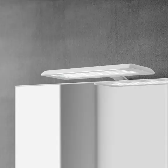 Lampenwelt LED-Spiegelleuchte Nikita, weiß/stahlgrau Bis zu 60% Rabatt