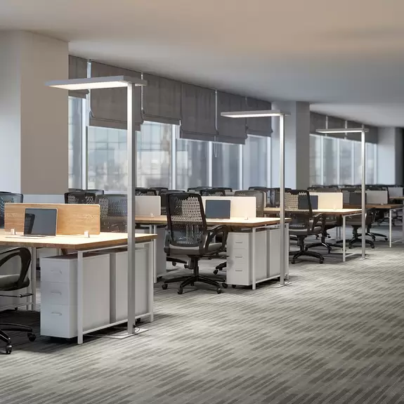 Lampenwelt LED-Büro-Stehlampe Somidia mit Dimmer, silber Discount Store für neue Produkte