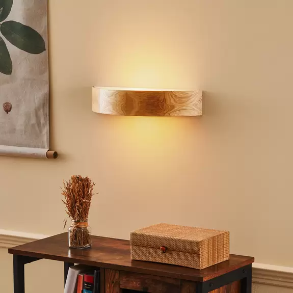 Lampenwelt Envostar Kerio Wandlampe, Breite 40,5 cm, eiche Blitzverkäufe
