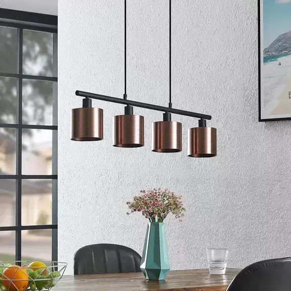 Lampenwelt Lindby Joudy Pendellampe, 4-flammig, bronze dunkel Begrenztes Angebot