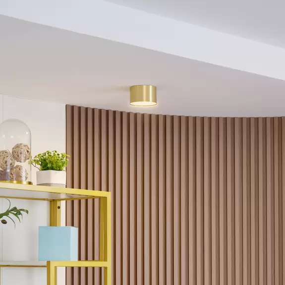 Lampenwelt Lindby LED-Strahler Nivoria, 11 x 6,5 cm, goldfarben, Alu Saisonschlussverkauf